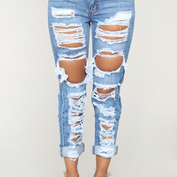 SOLD Fashion Nova No Sensor Distressed Denim Jean SZ 13 - Picture 2 of 13